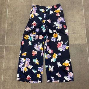 Satin Floral Culotte Pants